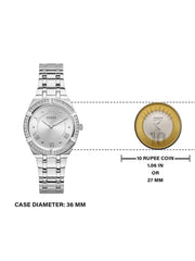 Guess Cosmo Diamonds Silver Dial Silver Steel Strap Watch For Women - GW0033L1