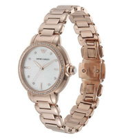 Emporio Armani Aira Three Hand Mother of Pearl Dial Rose Gold Steel Strap Watch For Women - AR11523