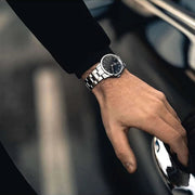 Daniel Wellington Iconic Link Black Dial Silver Steel Strap Watch For Women - DW00100206