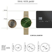 Daniel Wellington Petite Emerald Green Dial Gold Mesh Strap Watch For Women - DW00100481