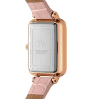 Daniel Wellington Quadro Pressed Mother of Pearl Pink Dial Pink Leather Strap Watch For Women - DW00100508