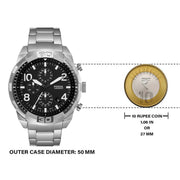 Fossil Bronson Chronograph Black Dial Silver Steel Strap Watch for Men - FS5710