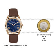 Guess Connoisseur Blue Dial Brown Leather Strap Watch For Men - GW0353G2