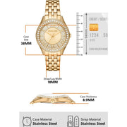 Michael Kors Harlowe Three-Hand Quartz Gold Dial Gold Steel Strap Watch For Women - MK4709