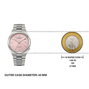 Citizen x Pantone Automatic Dreamy Pink Dial Silver Steel Strap Watch For Men - NJ0158-89X