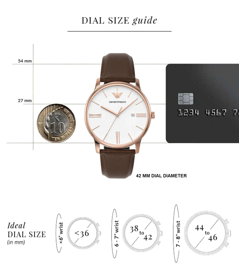 Emporio Armani Minimalist Quartz White Dial Brown Leather Strap