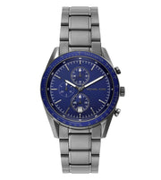 Michael Kors Accelerator Chronograph Blue Dial Grey Steel Strap Watch For Men - MK9111