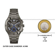 Guess Headliner Quartz Black Dial Grey Steel Strap Watch For Men - GW0572G5