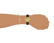 Guess Cubed Analog Gold Dial Black Silicone Strap Watch For Women - GW0665L1