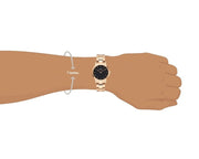 Daniel Wellington Iconic Link Black Dial Rose Gold Steel Strap Watch for Women - DW00100212