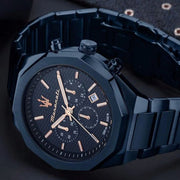 Maserati Stile Chronograph Blue Dial Blue Steel Strap Watch For Men - R8873642008