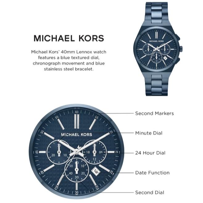 Michael Kors Lennox Chronograph Blue Dial Blue Steel Strap Watch
