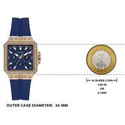 Guess Libra Crystals Blue Dial Blue Silicone Strap Watch For Women - GW0618L2