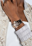 Guess Sunray Multifunction Crystals Silver Dial Two Tone Steel Strap Watch For Women - GW0616L3