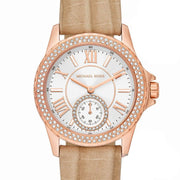 Michael Kors Mini Everest Crystals White Dial Brown Leather Strap Watch for Women - MK4719