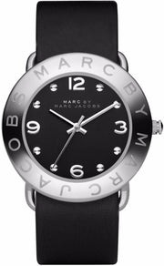 Marc Jacobs Amy Black Dial Black Leather Strap Watch for Women - MBM1140
