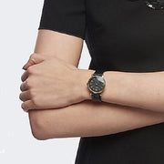 Marc Jacobs Baker Black Dial Black Leather Strap Watch for Women - MBM1273