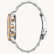 Fossil Perfect Boyfriend Mother of Pearl Dial Two Tone Steel Strap Watch for Women - ES4135