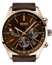 Hugo Boss Grand Prix Chronograph Brown Dial Brown Leather Strap Watch for Men - 1513605