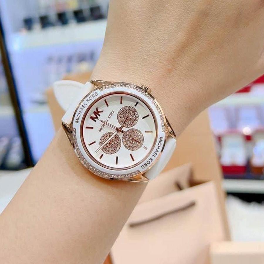 Michael Kors Oversized Sport Quartz White Dial White Rubber Strap