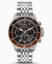 Michael Kors Bayville Chronograph Black Dial Silver Steel Strap Watch For Men - MK8725