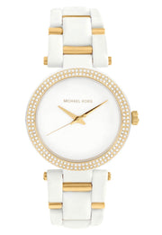 Michael Kors Delray Rose Gold Dial White Steel Strap Watch for Women - MK4315