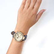 Michael Kors Parker Gold Dial Blue Leather Strap Watch for Women - MK2280