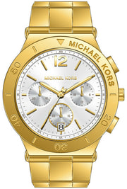 Michael Kors Wyatt Chronograph White Dial Gold Steel Strap Watch For Women - MK5933