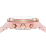 Michael Kors Runway Chronograph White Dial Pink Steel Strap Watch for Women - MK7424