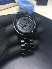 Michael Kors Runway Chronograph Black Dial Black Steel Strap Watch for Men - MK8157