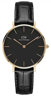 Daniel Wellington Classic Petite Reading Black Dial Black Leather Strap Watch For Women - DW00100167