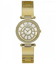 Guess Muse Crystals White Dial Rose Gold Steel Strap Watch For Women - W1008L2