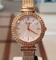 Guess Monroe Silver Dial Rose Gold Steel Strap Watch For Women - W1152L3
