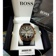 Hugo Boss Driver Chronograph Black Dial Black Leather Strap Watch for Men - 1513092