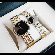 Movado Veturi Quartz Black Dial Two Tone Steel Strap Watch for Men - 0606932