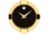 Movado Bela Black Dial Gold Steel Strap Watch For Women - 0606999