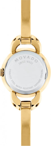 Movado Rondiro 22mm Black Dial Yellow Gold Steel Strap Watch For Women - 0606888
