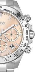Hugo Boss Novia Chronograph Pink Dial Silver Steel Strap Watch for Women - 1502615