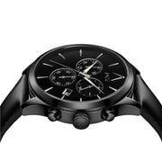 Hugo Boss Grand Prix Chronograph Black Dial Black Leather Strap Watch for Men - 1513474