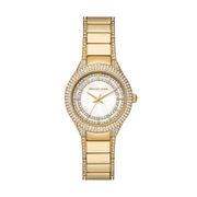 Michael Kors Sylvia Mother Of Pearl Dial Gold Steel Strap Watch For Women - MK4655