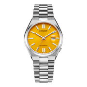 Citizen Tsuyosa Automatic Yellow Dial Silver Steel Strap Watch for Men - NJ0150-81Z