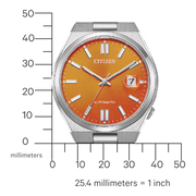 Citizen Tsuyosa Automatic Orange Dial Silver Steel Strap Watch For Men - NJ0151-88Z