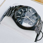 Citizen Tsuyosa Automatic Camouflage Black Dial Black Steel Strap Watch For Men - NJ0155-87E