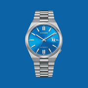Citizen x Pantone Automatic Blue Dial Silver Steel Strap Watch For Men - NJ0158-89L
