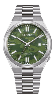 Citizen Tsuyosa Automatic Camouflage Green Dial Silver Steel Strap Watch For Men - NJ0159-86X