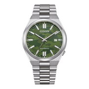 Citizen Tsuyosa Automatic Camouflage Green Dial Silver Steel Strap Watch For Men - NJ0159-86X