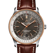 Breitling Navitimer Automatic 41 Grey Dial Brown Leather Strap Watch for Men - U17326121M1P1