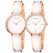 Calvin Klein Seduce Seduction White Dial Two Tone Steel Strap Watch for Women - K4E2NX1T