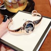 Gucci Guccissima Quartz Black Dial Rose Gold Steel Strap Watch For Women - YA134509