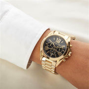 Michael Kors Bradshaw Black Dial Gold Steel Strap Watch for Women - MK5739